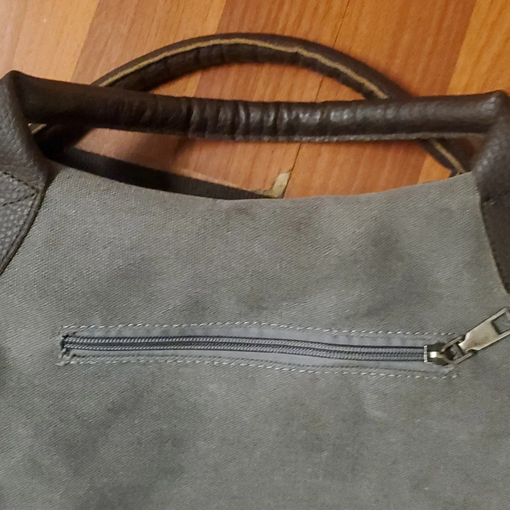 K2 Classic Fashion Crossbody khaki Tote/ messenger bag Canvas/Leather 19x16